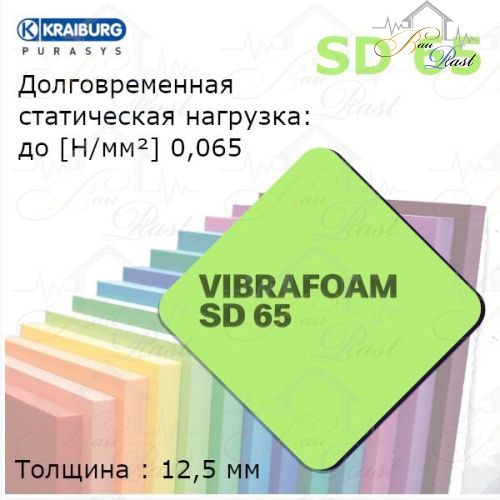 Вибрафом (Vibrafoam) SD 65 | светло-зеленый | (2м х 0,5м x 12,5мм)