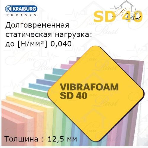 Вибрафом (Vibrafoam) SD 40 | желтый | (2м х 0,5м x 12,5мм) 1м2